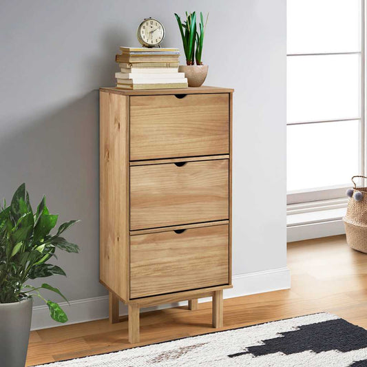 Shoe Cabinet Otta With 3 Drawers Solid Wood Pine