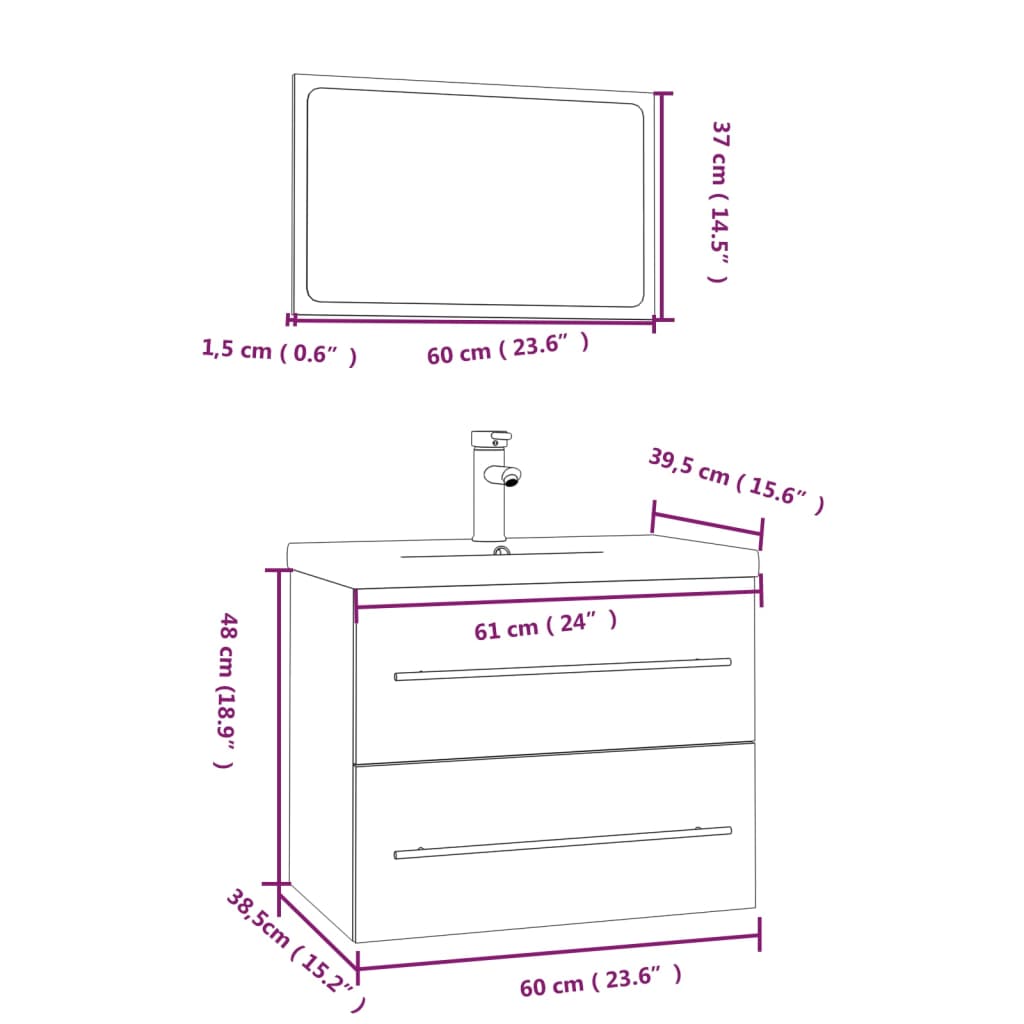 3 Piece Bathroom Furniture Set