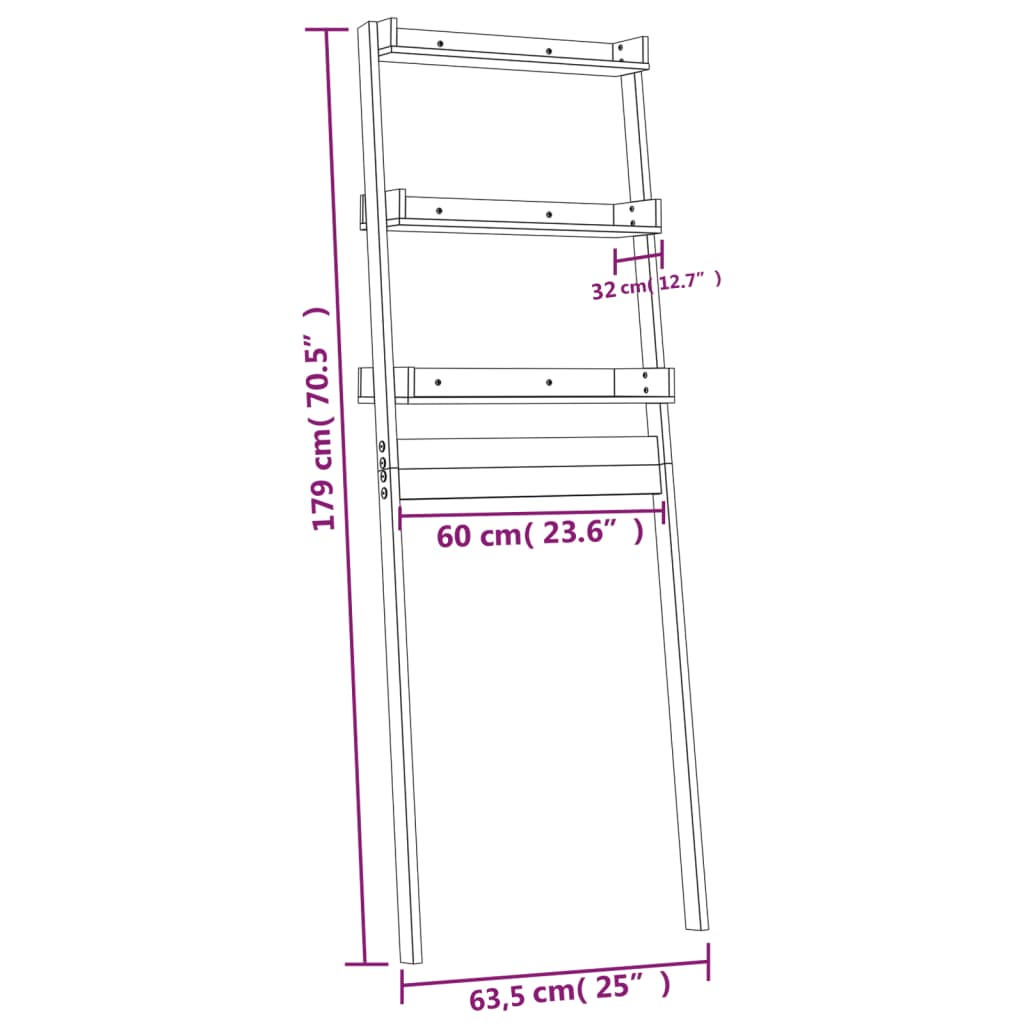 Toilet Rack 63.5X32X179 Cm Solid Wood Pine