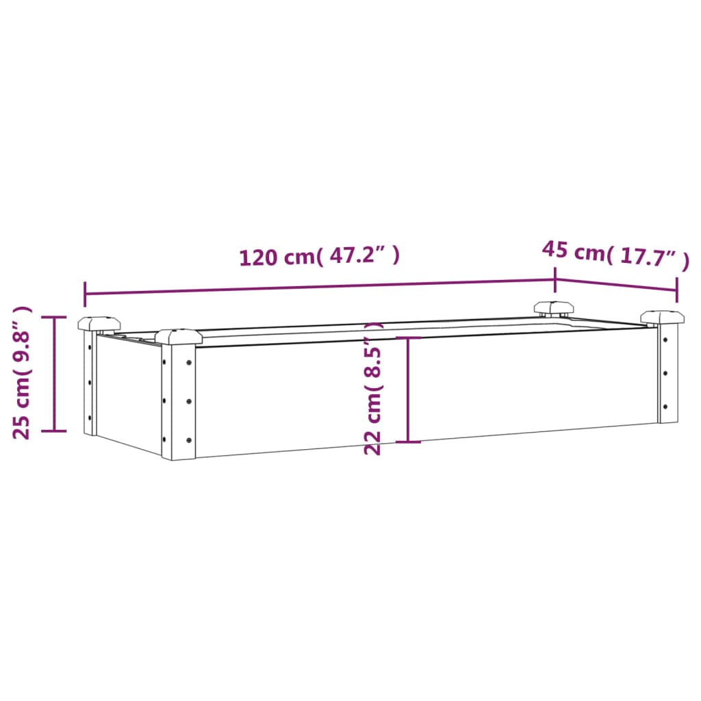 Garden Raised Bed With Liner Solid Wood Fir