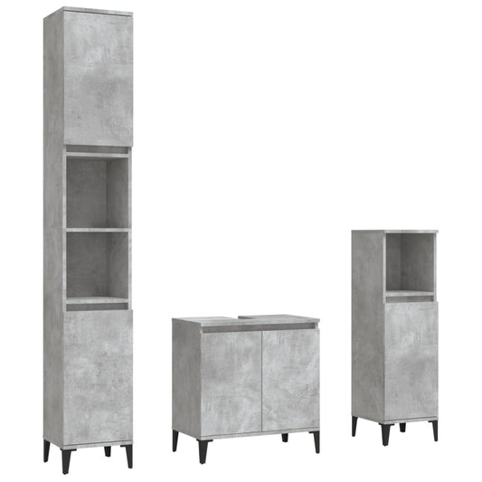 3 Piece Bathroom Furniture Set Engineered Wood