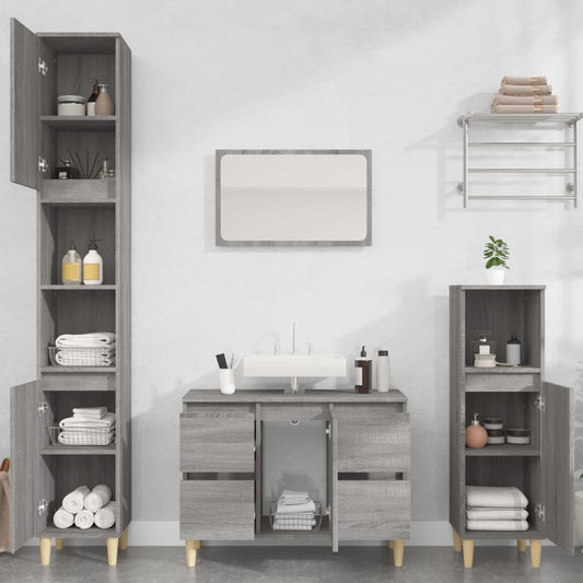 3 Piece Bathroom Furniture Set Engineered Wood