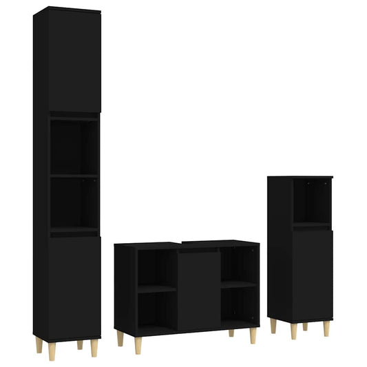3 Piece Bathroom Furniture Set Engineered Wood