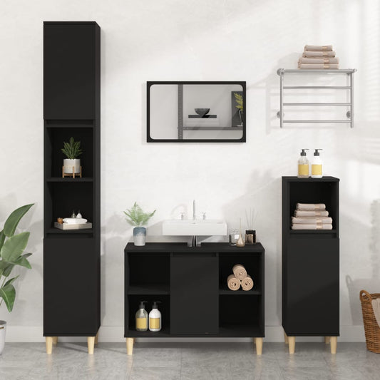 3 Piece Bathroom Furniture Set Engineered Wood