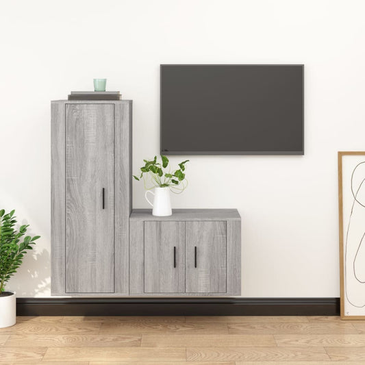 2 Piece Tv Cabinet Set Engineered Wood