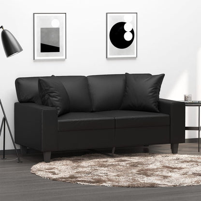 2-Seater Sofa With Throw Pillows Faux Leather