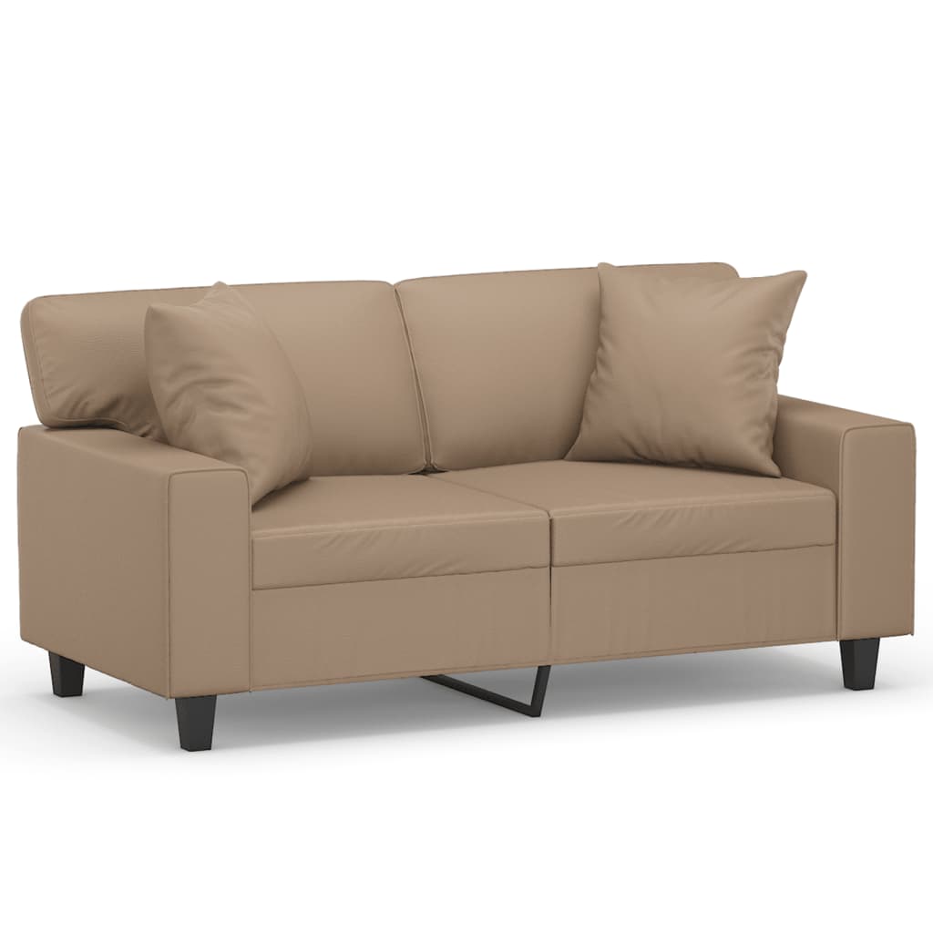 2-Seater Sofa With Throw Pillows Faux Leather