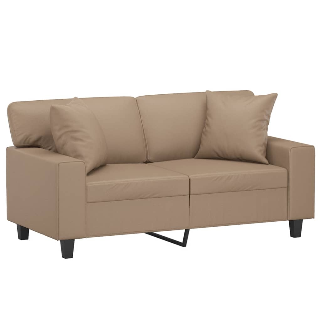 2-Seater Sofa With Throw Pillows Faux Leather