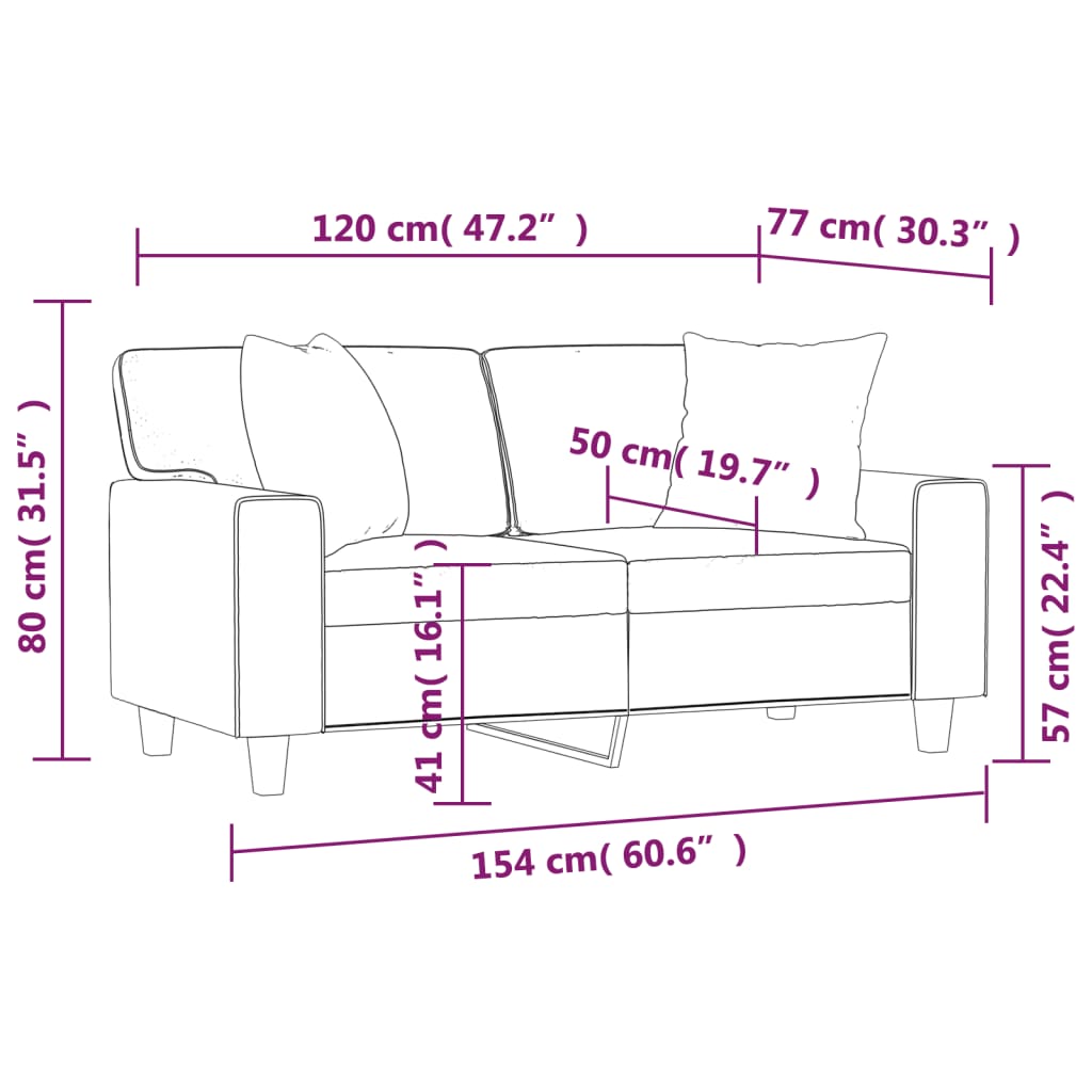 2-Seater Sofa With Throw Pillows Faux Leather