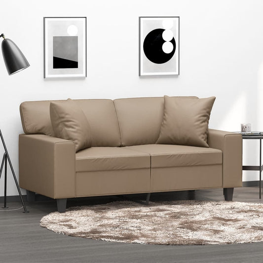 2-Seater Sofa With Throw Pillows Faux Leather