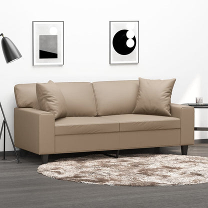 2-Seater Sofa With Throw Pillows Faux Leather