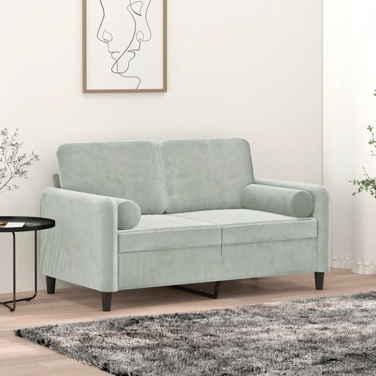 2-Seater Sofa With Throw Pillows Velvet