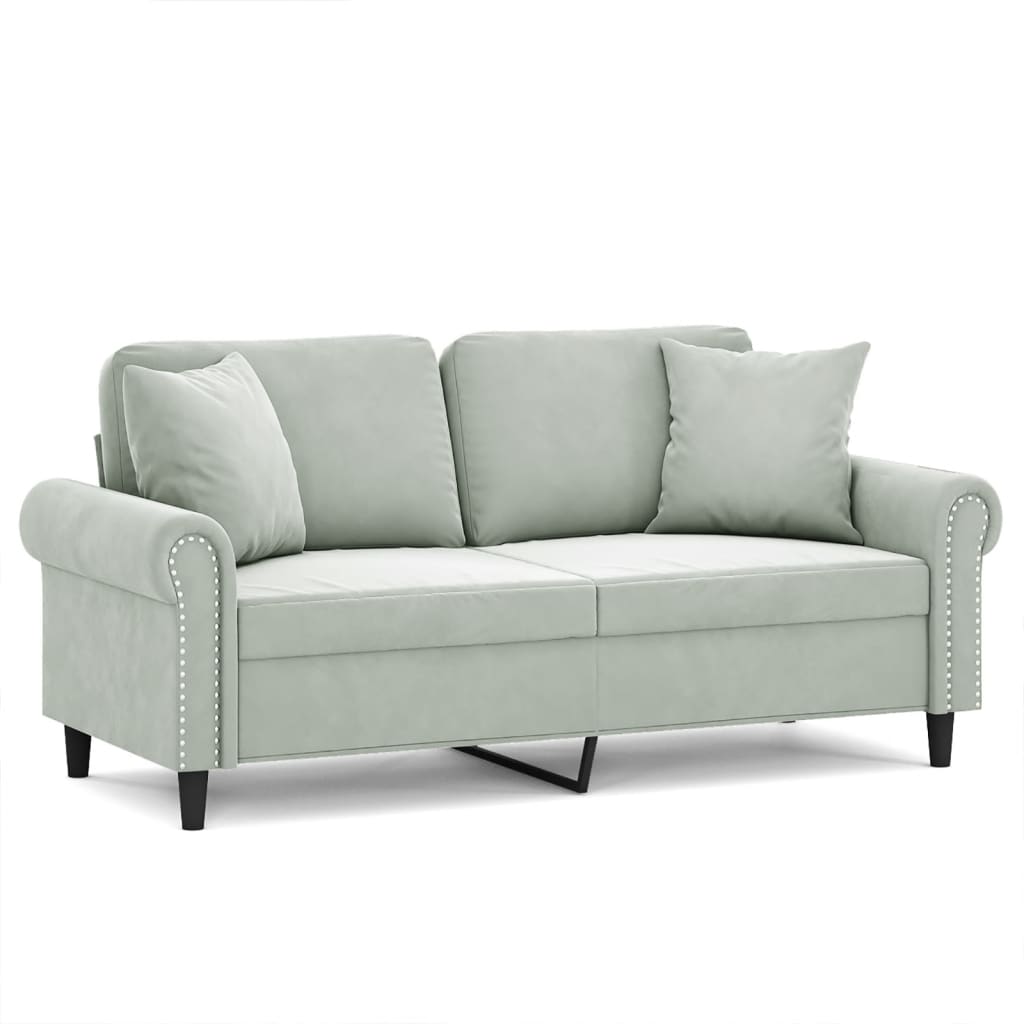 2-Seater Sofa With Throw Pillows Velvet