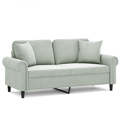 2-Seater Sofa With Throw Pillows Velvet