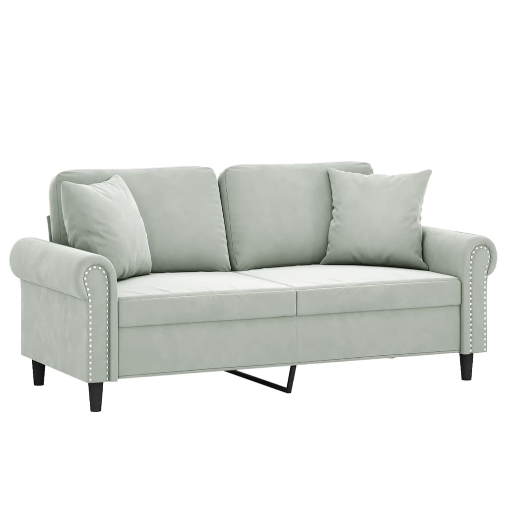 2-Seater Sofa With Throw Pillows Velvet