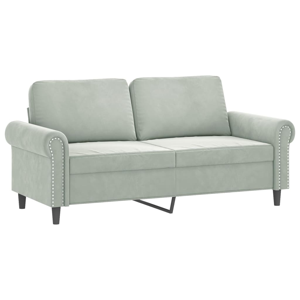 2-Seater Sofa With Throw Pillows Velvet