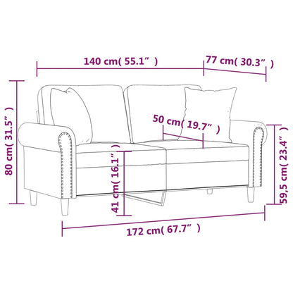 2-Seater Sofa With Throw Pillows Velvet