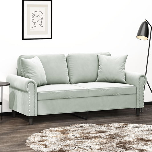 2-Seater Sofa With Throw Pillows Velvet