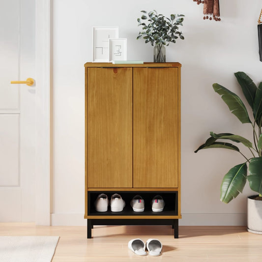 Shoe Cabinet Flam 59.5X35X107 Cm Solid Wood Pine