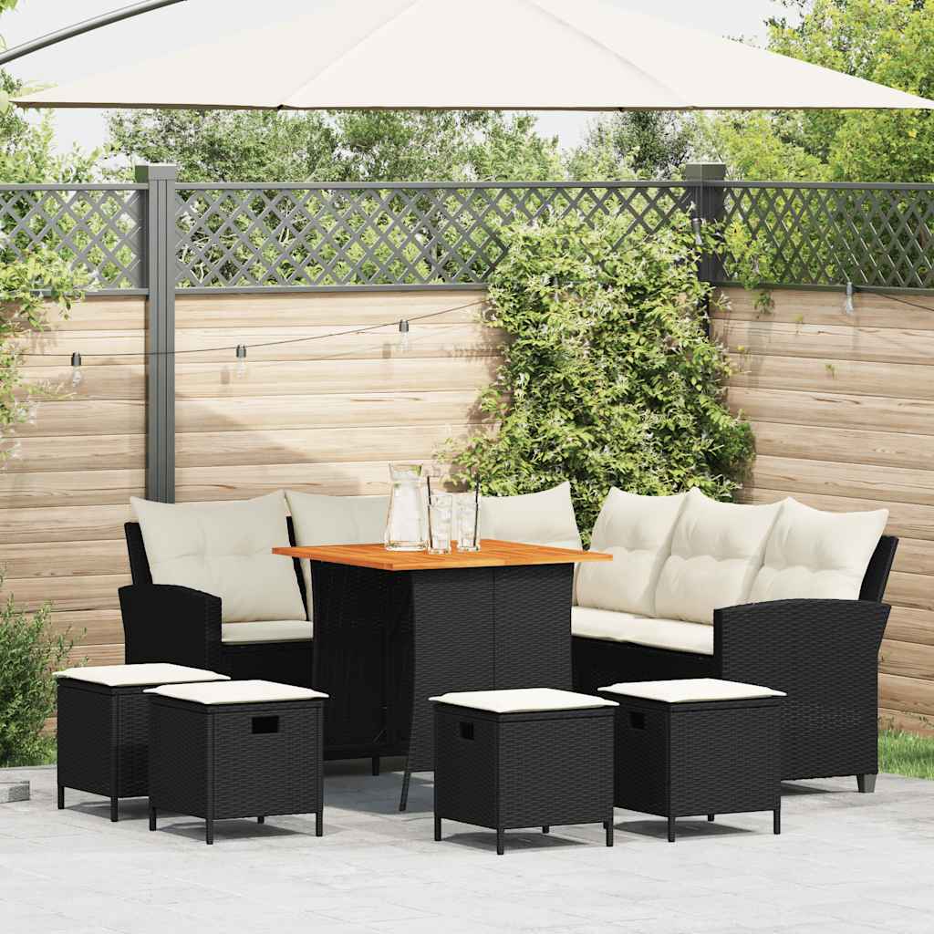 6 Piece Garden Sofa Set With Cushions L-Shaped Poly Rattan