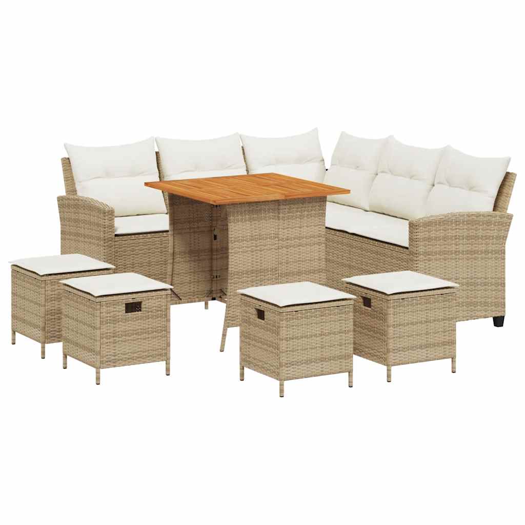 6 Piece Garden Sofa Set With Cushions L-Shaped Poly Rattan