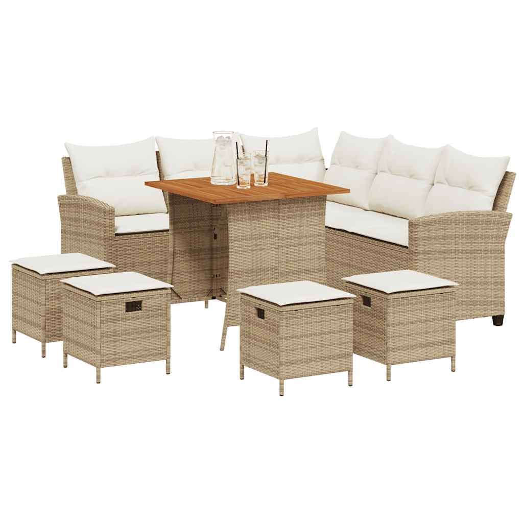6 Piece Garden Sofa Set With Cushions L-Shaped Poly Rattan