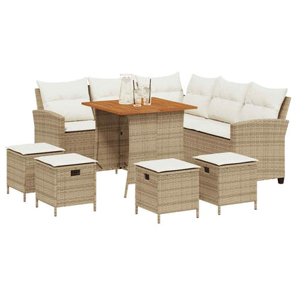 6 Piece Garden Sofa Set With Cushions L-Shaped Poly Rattan