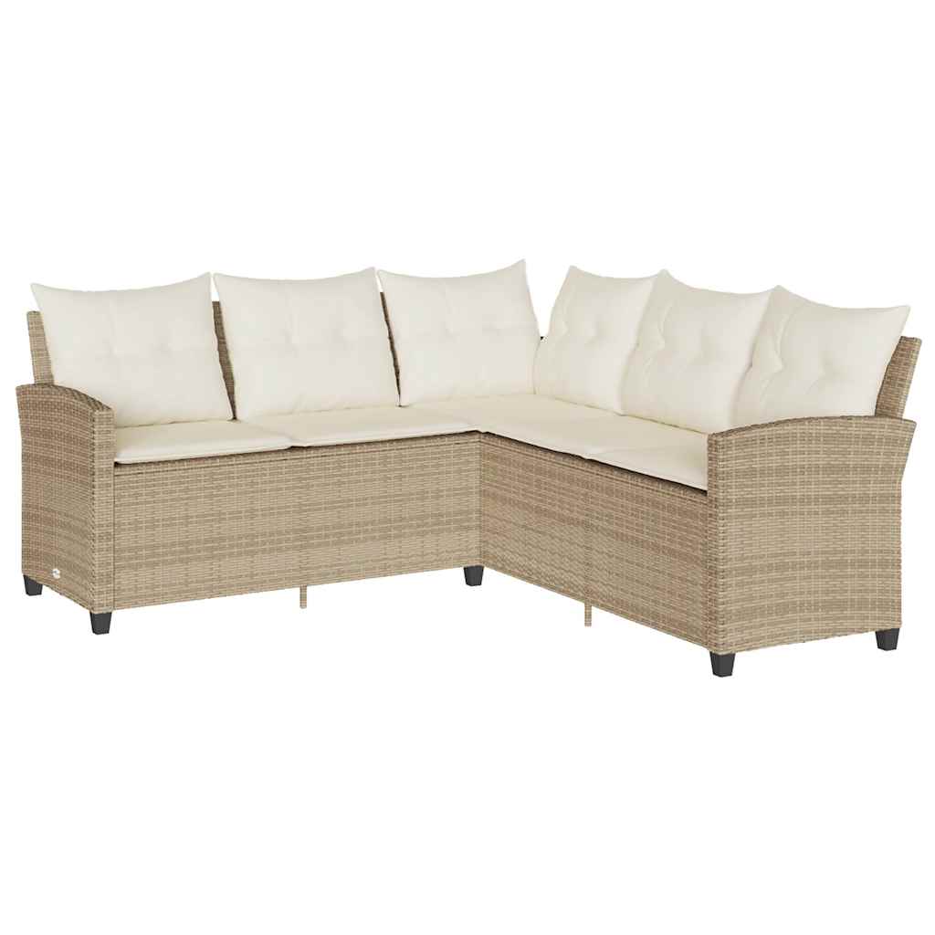 6 Piece Garden Sofa Set With Cushions L-Shaped Poly Rattan