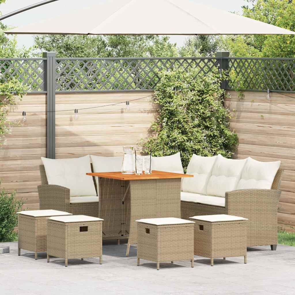 6 Piece Garden Sofa Set With Cushions L-Shaped Poly Rattan