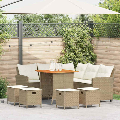 6 Piece Garden Sofa Set With Cushions L-Shaped Poly Rattan