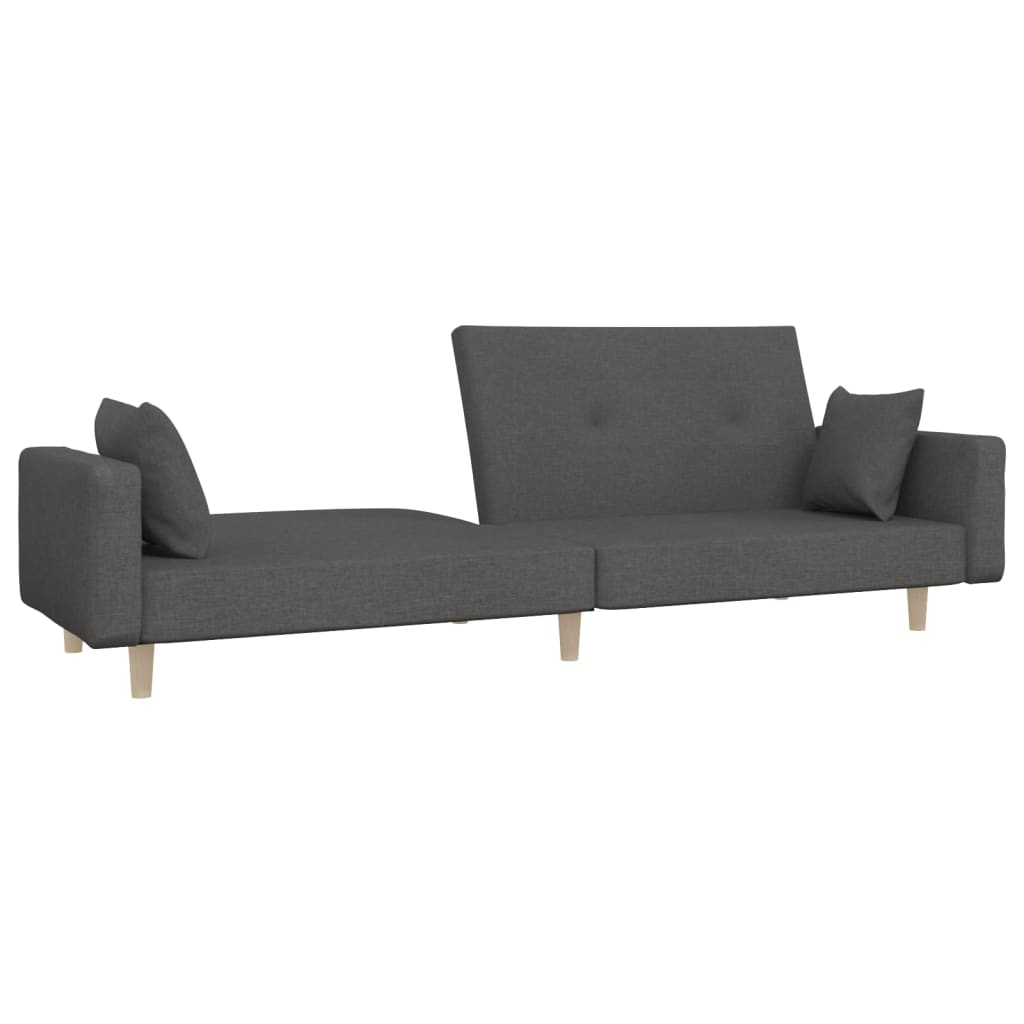 2-Seater Sofa Bed With Two Pillows Fabric