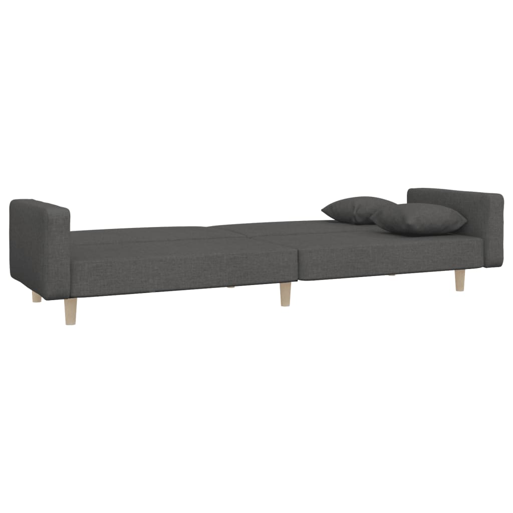 2-Seater Sofa Bed With Two Pillows Fabric