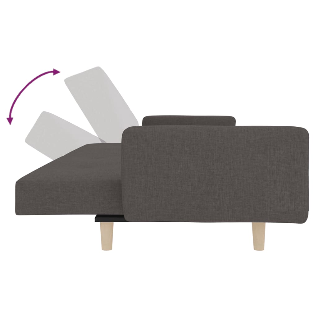 2-Seater Sofa Bed With Two Pillows Fabric
