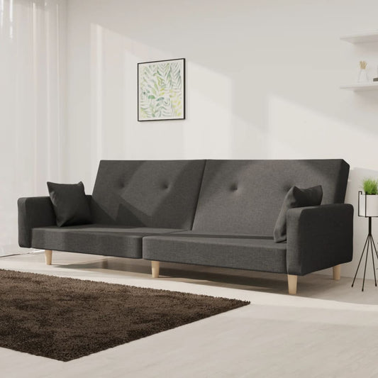 2-Seater Sofa Bed With Two Pillows Fabric