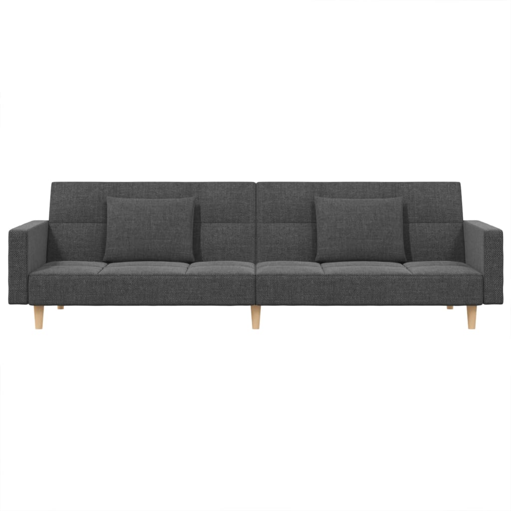 2-Seater Sofa Bed With Two Pillows Fabric