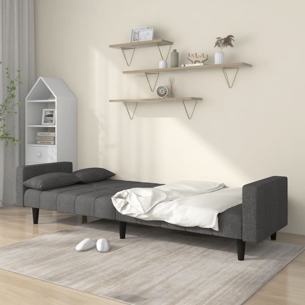 2-Seater Sofa Bed With Two Pillows Fabric