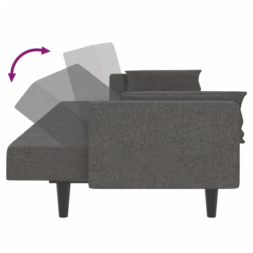 2-Seater Sofa Bed With Two Pillows Fabric