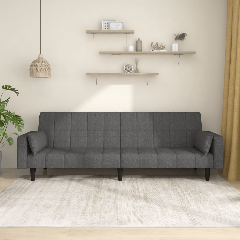 2-Seater Sofa Bed With Two Pillows Fabric