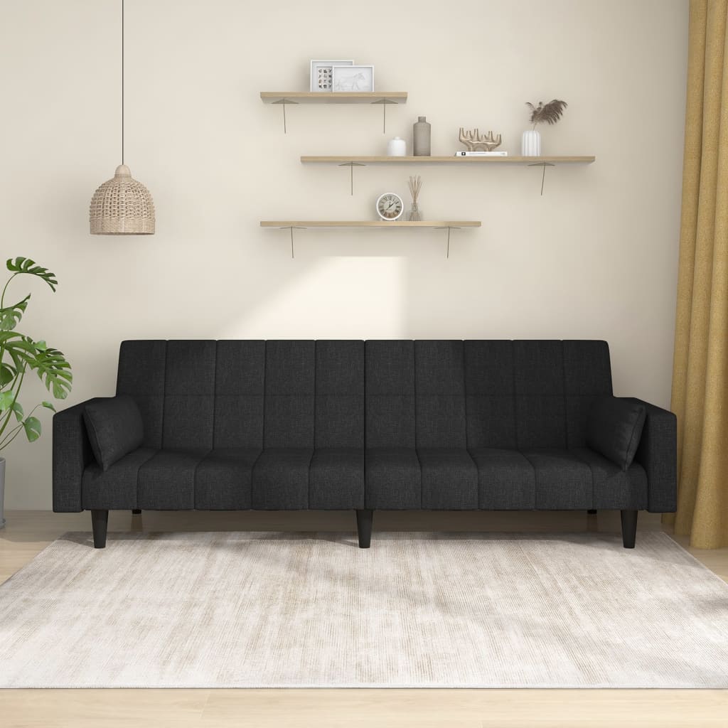 2-Seater Sofa Bed With Two Pillows Fabric