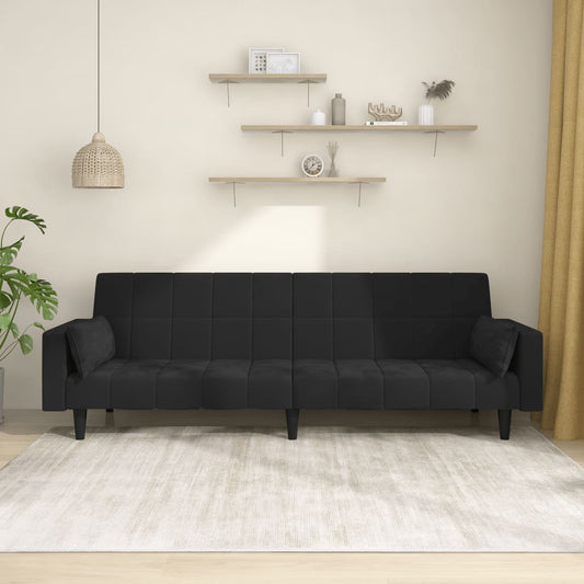 2-Seater Sofa Bed With Two Pillows Velvet