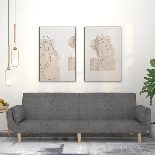 2-Seater Sofa Bed With Two Pillows Fabric