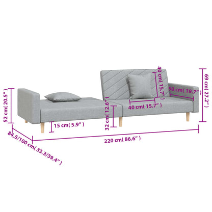 2-Seater Sofa Bed With Two Pillows Fabric