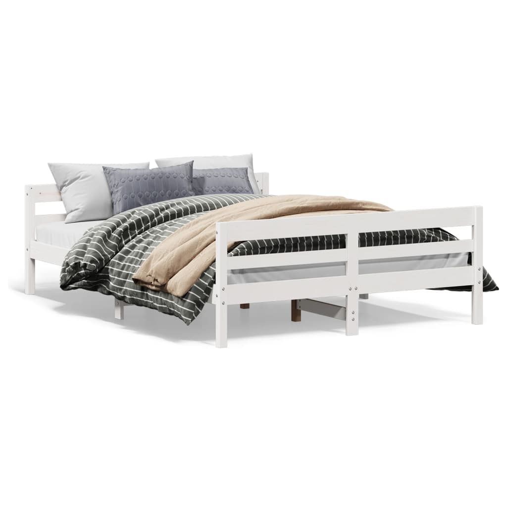 Bed Frame Without Mattress 137X187 Cm Double Solid Wood Pine