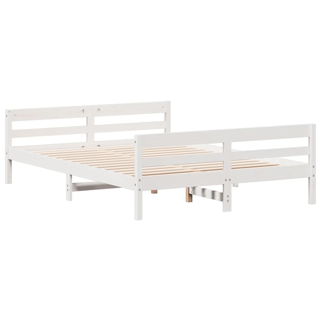 Bed Frame Without Mattress 137X187 Cm Double Solid Wood Pine
