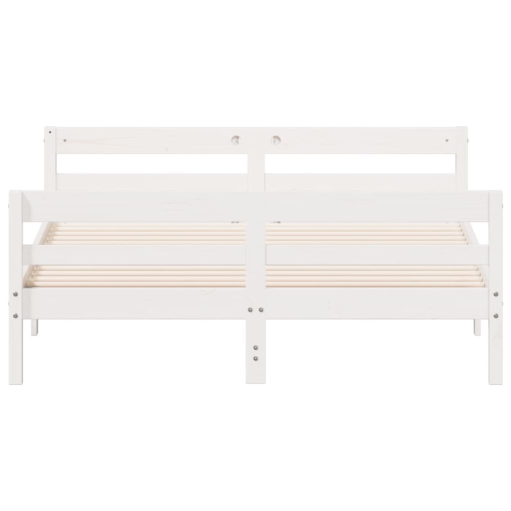 Bed Frame Without Mattress 137X187 Cm Double Solid Wood Pine