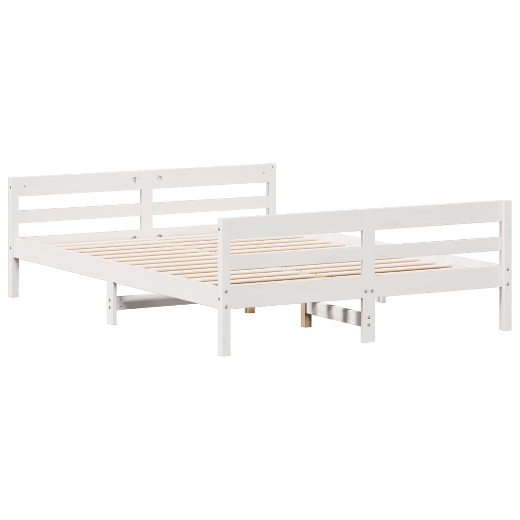 Bed Frame Without Mattress 137X187 Cm Double Solid Wood Pine