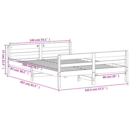Bed Frame Without Mattress 137X187 Cm Double Solid Wood Pine