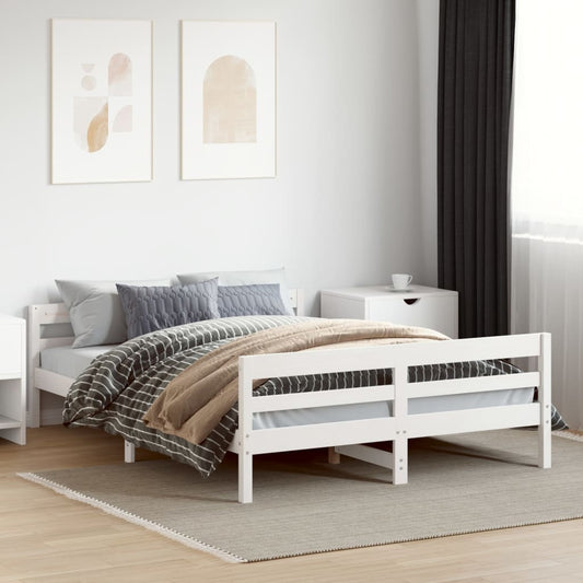Bed Frame Without Mattress 137X187 Cm Double Solid Wood Pine