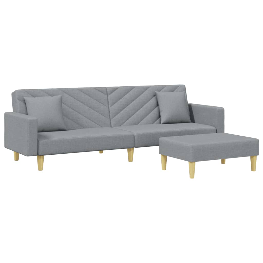 2-Seater Sofa Bed With Pillows And Footstool Fabric
