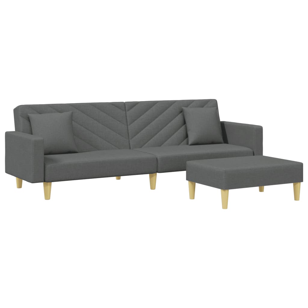 2-Seater Sofa Bed With Pillows And Footstool Fabric